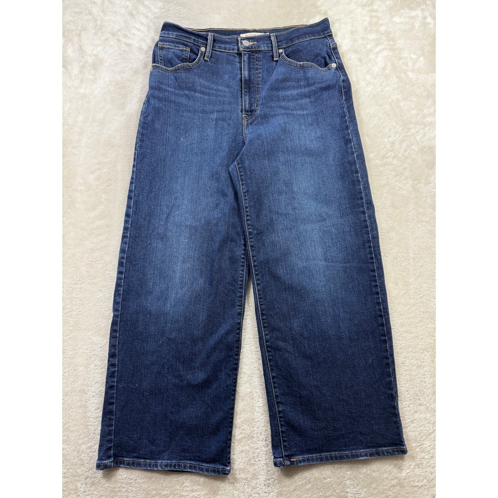 Levi's Womens High-Rise Wide Leg Dark Wash Blue Jeans 29 Meas: 30x25